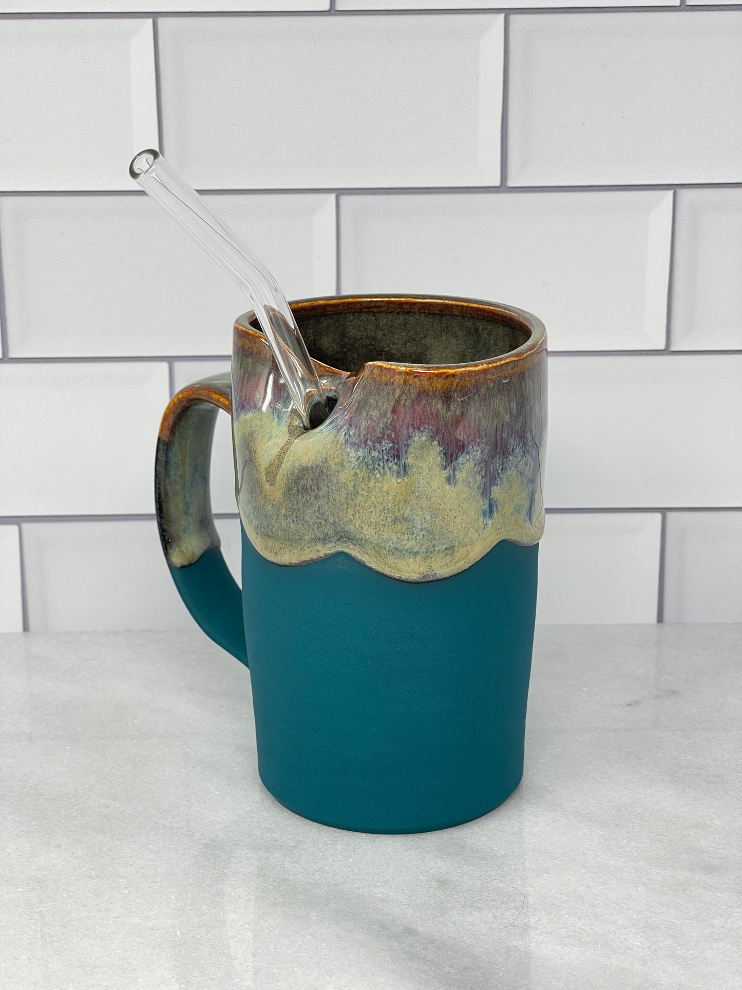 11oz Left Handed Tumbler Glass Straw