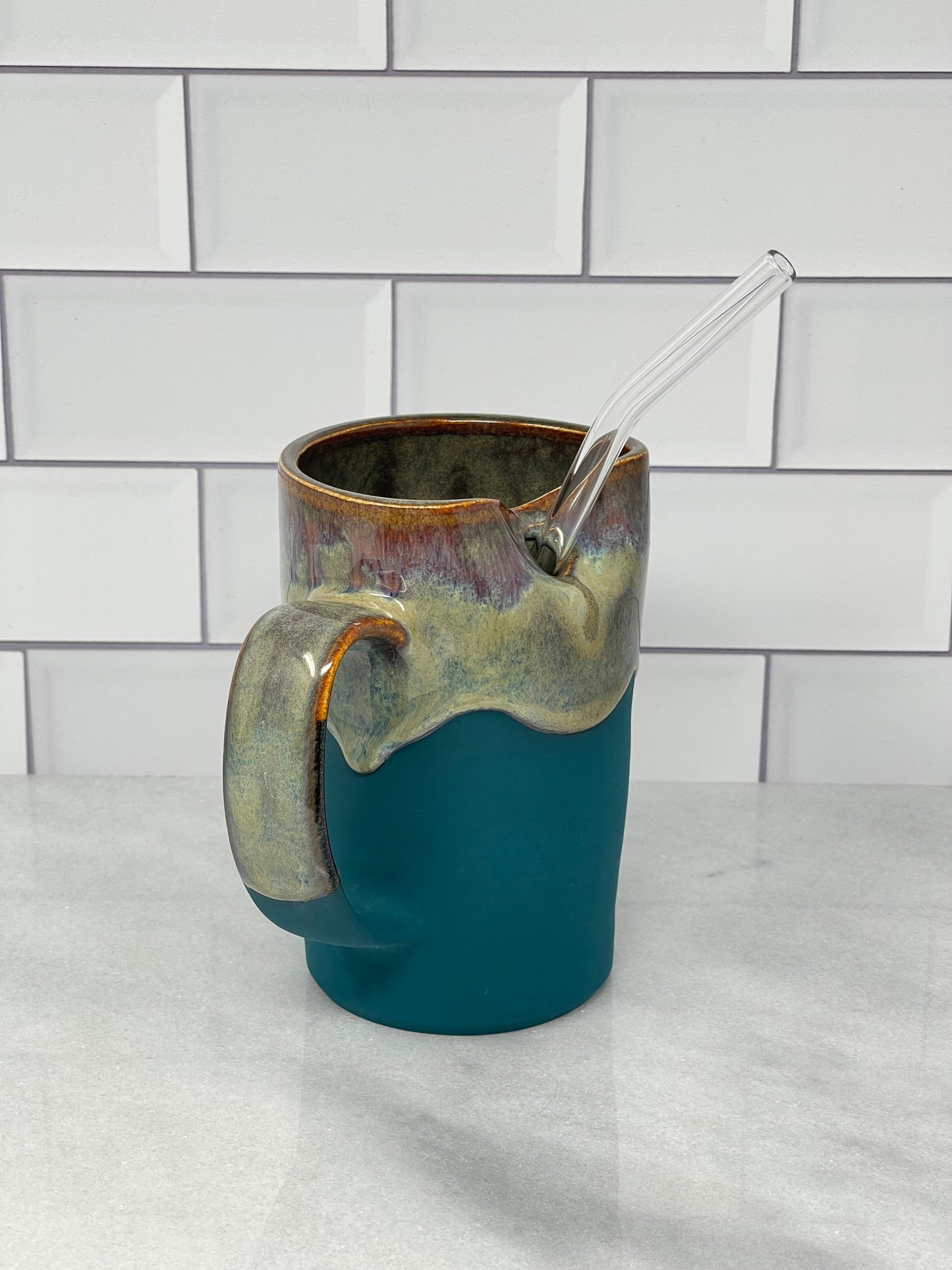 11oz Left Handed Tumbler Glass Straw