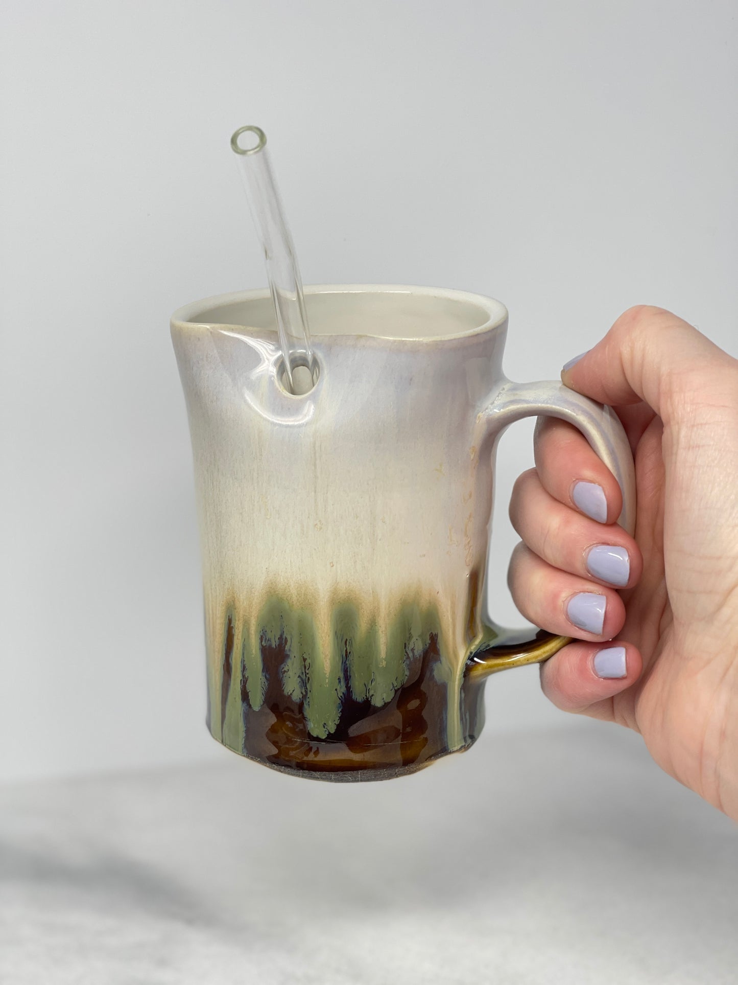 12oz Right Handed Tumbler Glass Straw