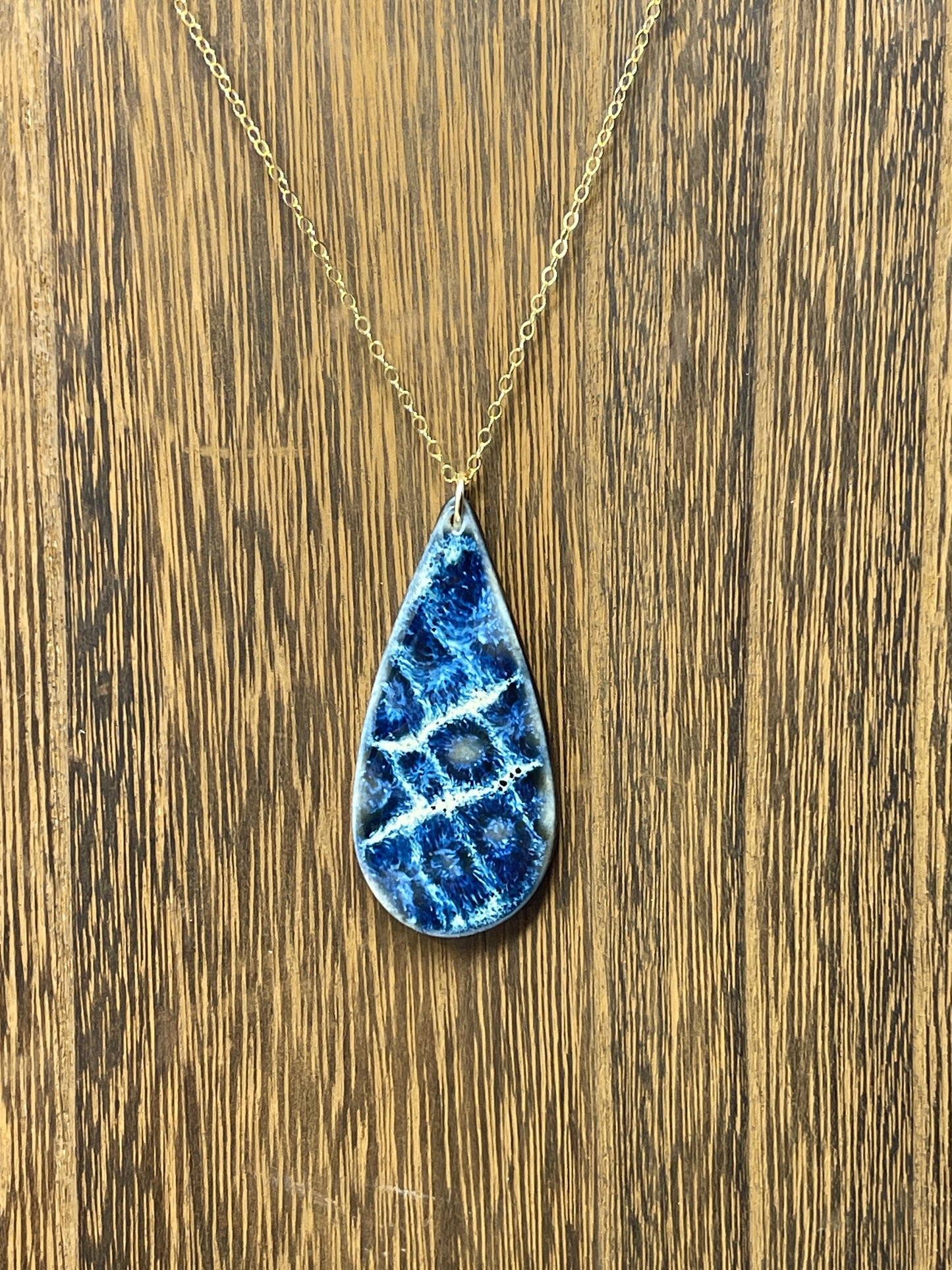Porcelain Pendant Necklace with 14k Gold Filled Chain