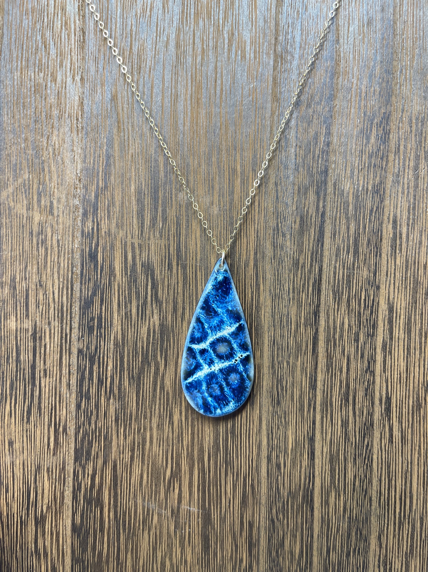 Porcelain Pendant Necklace with 14k Gold Filled Chain