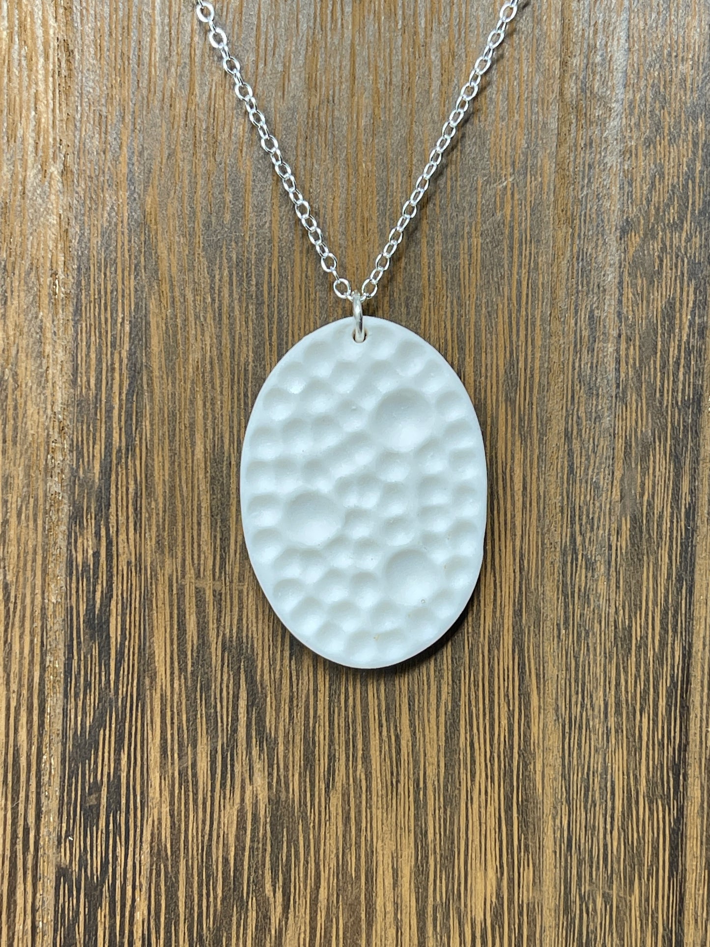 Porcelain Pendant Necklace with Sterling Silver Chain