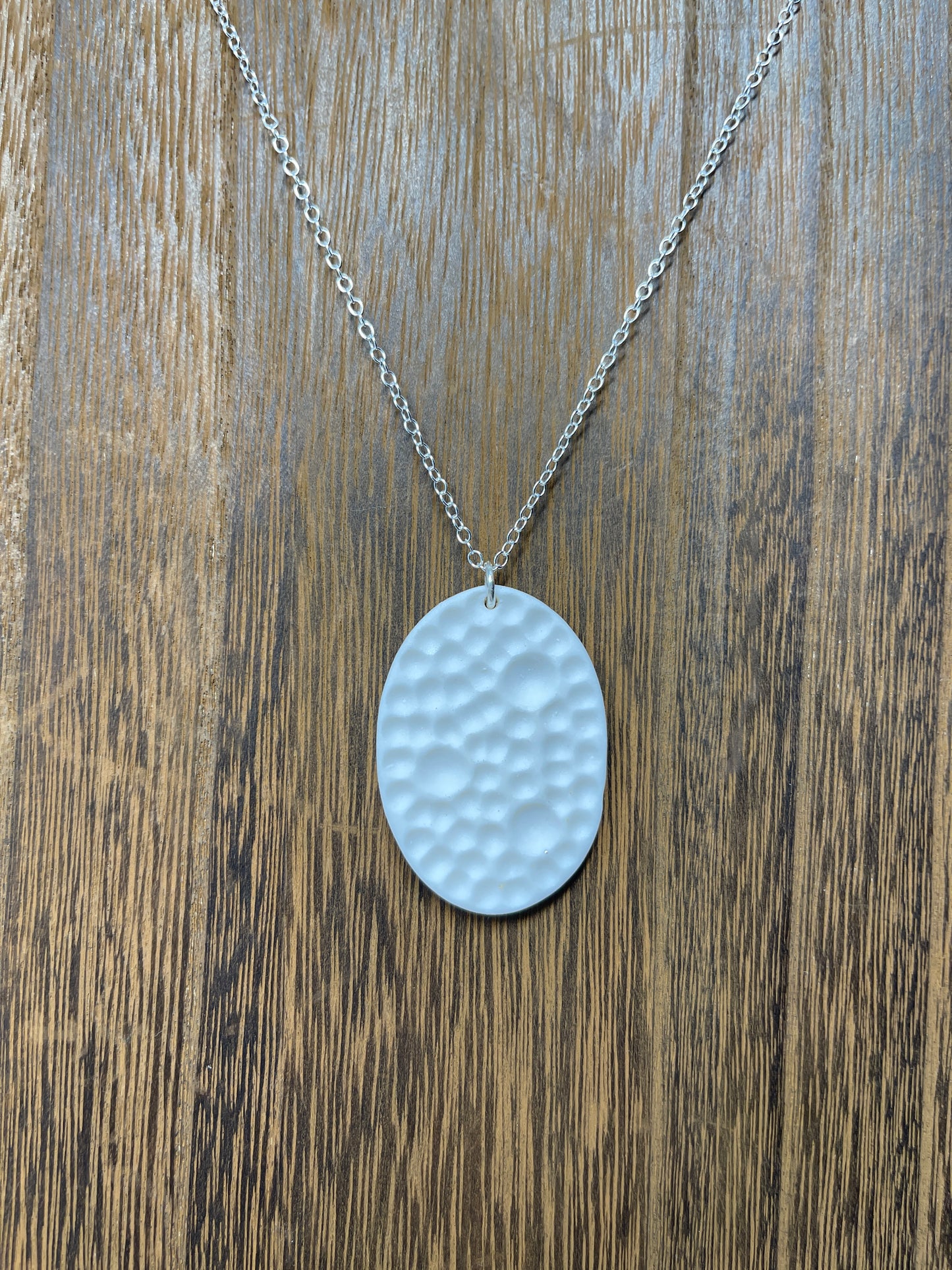 Porcelain Pendant Necklace with Sterling Silver Chain