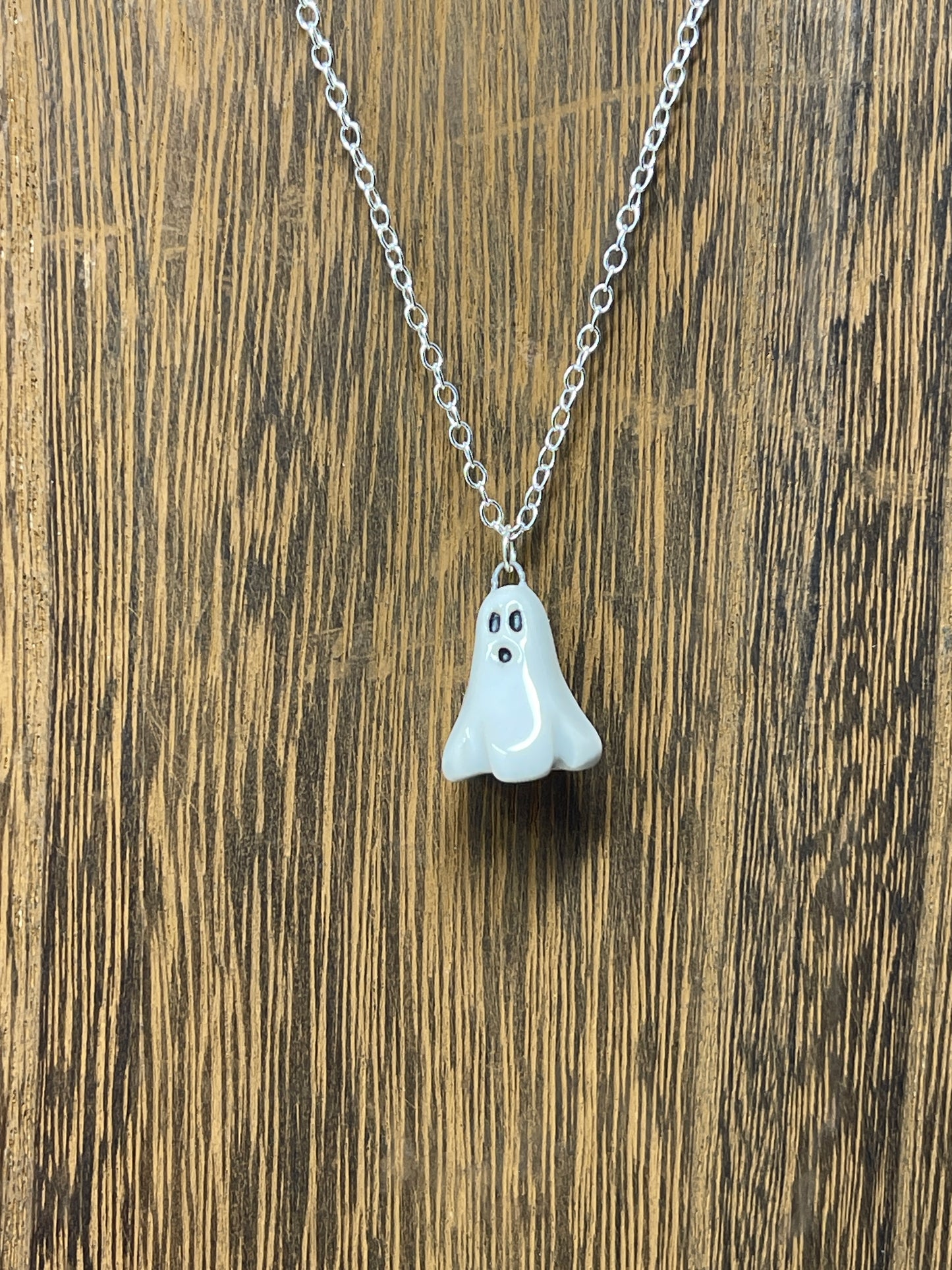 Porcelain Pendant Necklace with Sterling Silver Chain