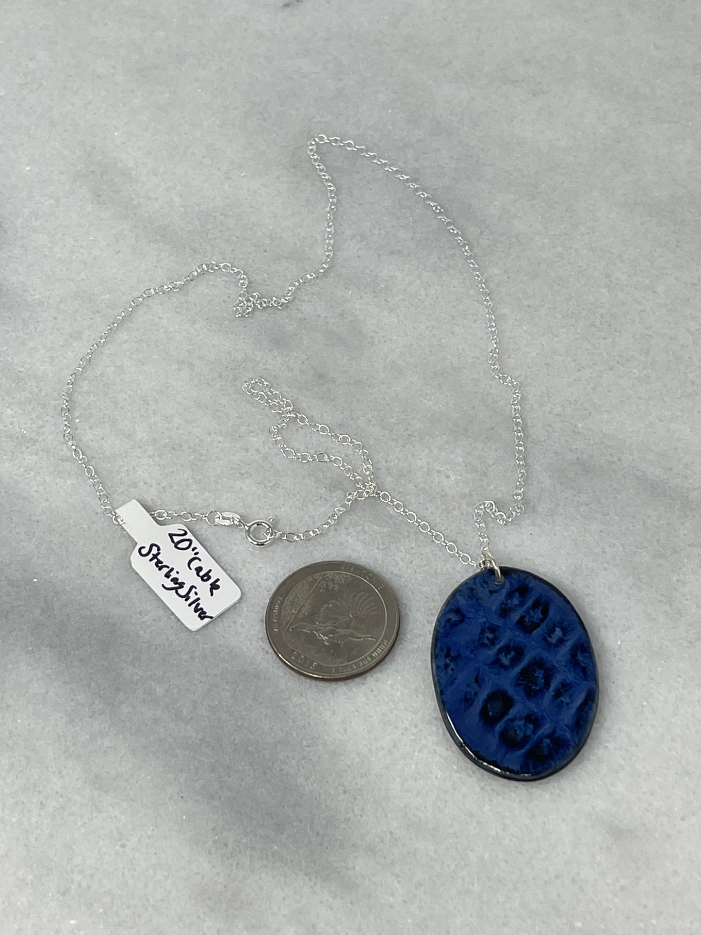 Porcelain Pendant Necklace with Sterling Silver Chain
