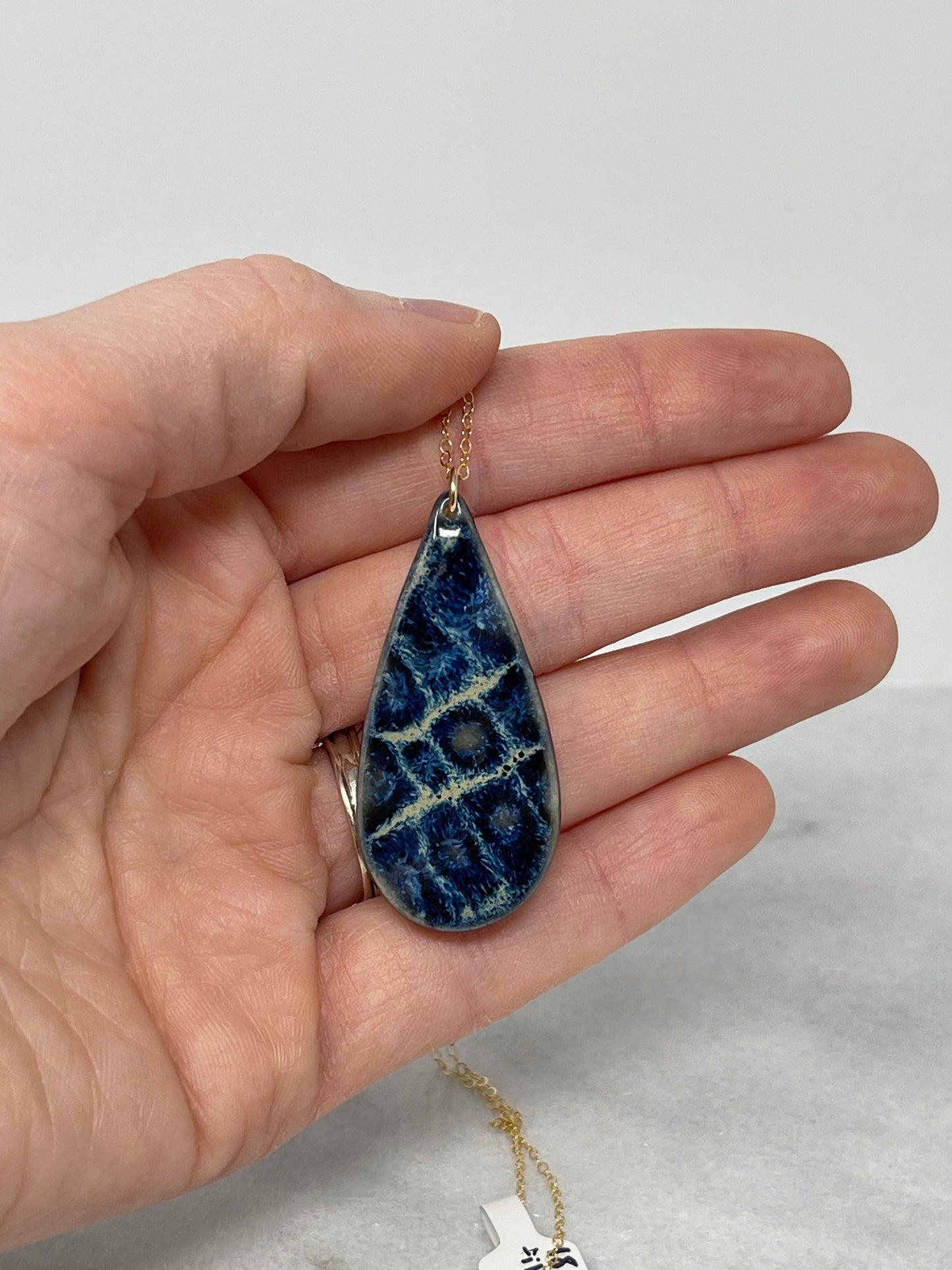 Porcelain Pendant Necklace with 14k Gold Filled Chain