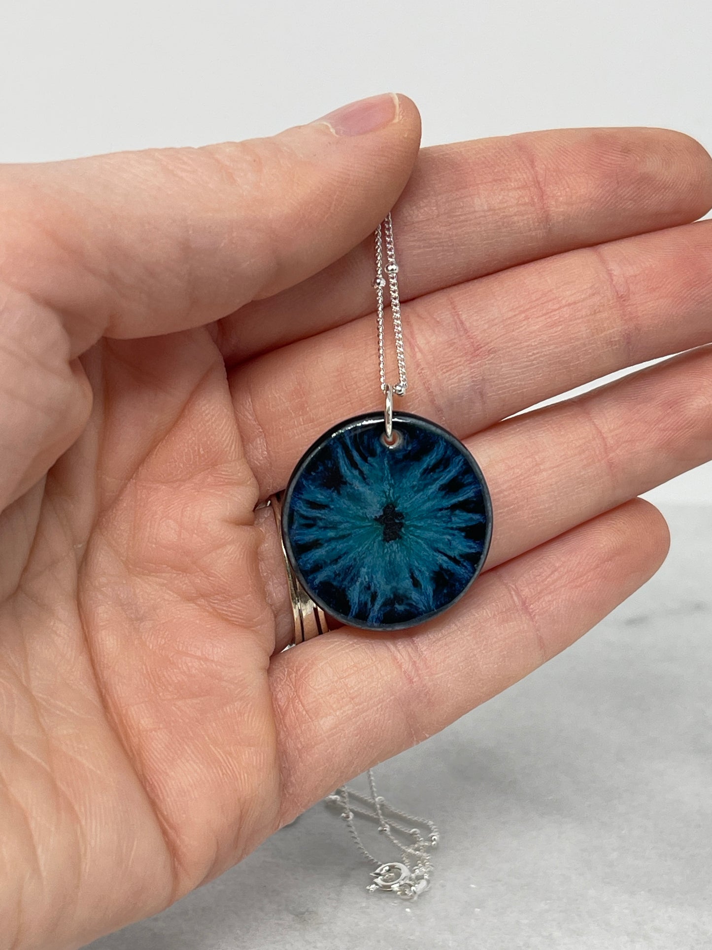 Porcelain Pendant Necklace with Sterling Silver Chain