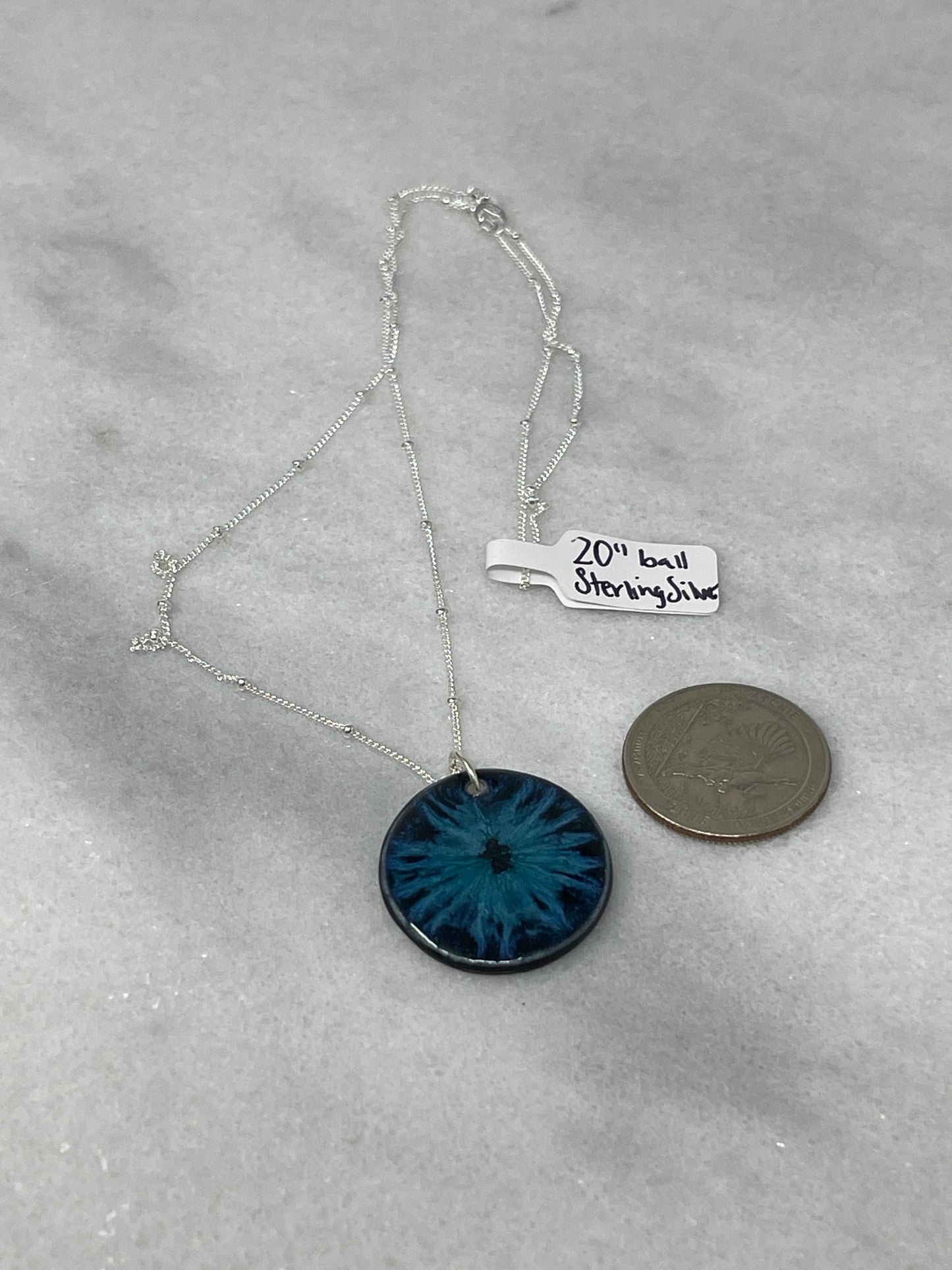 Porcelain Pendant Necklace with Sterling Silver Chain