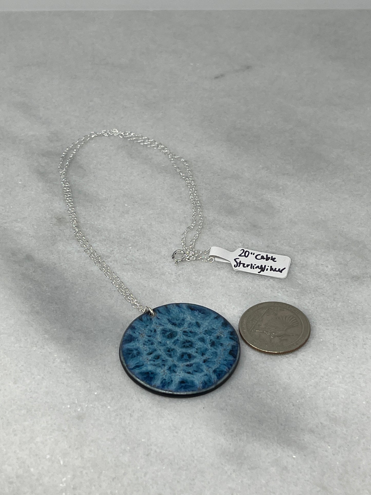 Porcelain Pendant Necklace with Sterling Silver Chain
