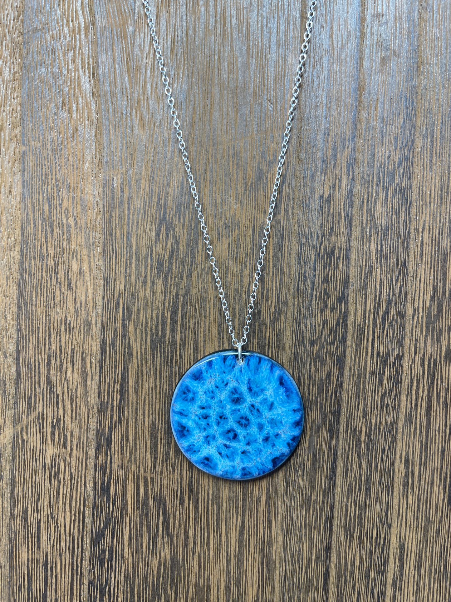 Porcelain Pendant Necklace with Sterling Silver Chain