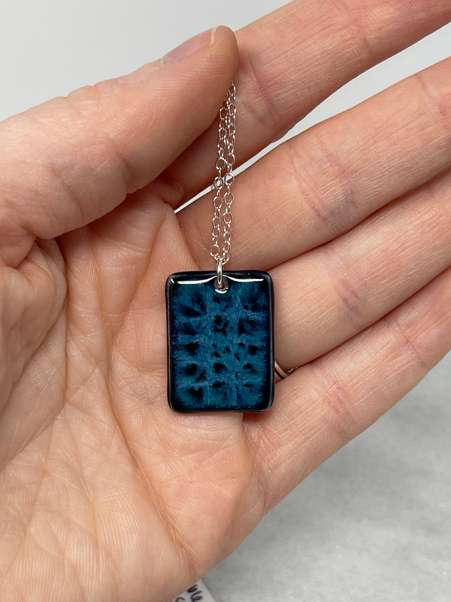 Porcelain Pendant Necklace with Sterling Silver Chain