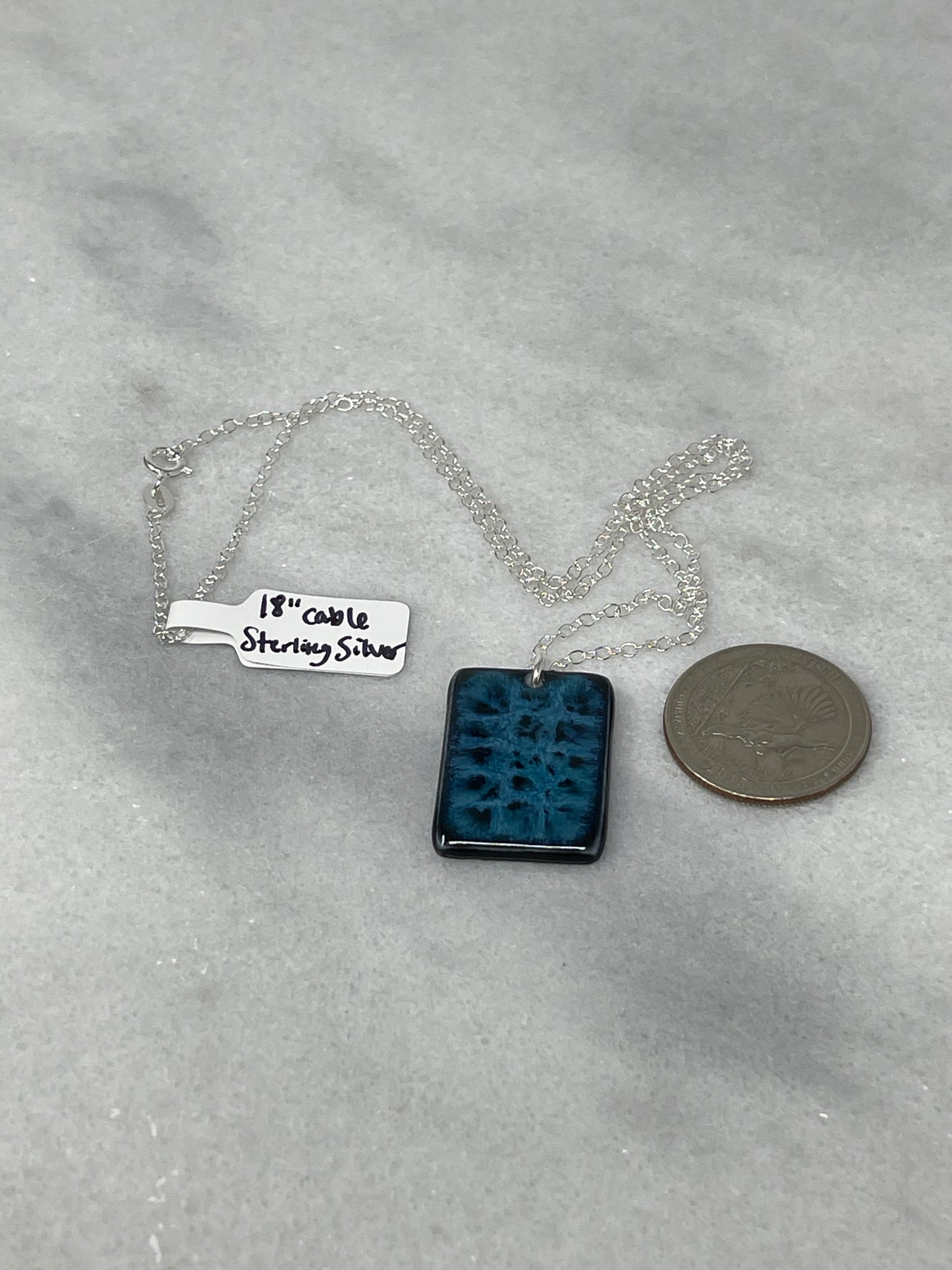 Porcelain Pendant Necklace with Sterling Silver Chain