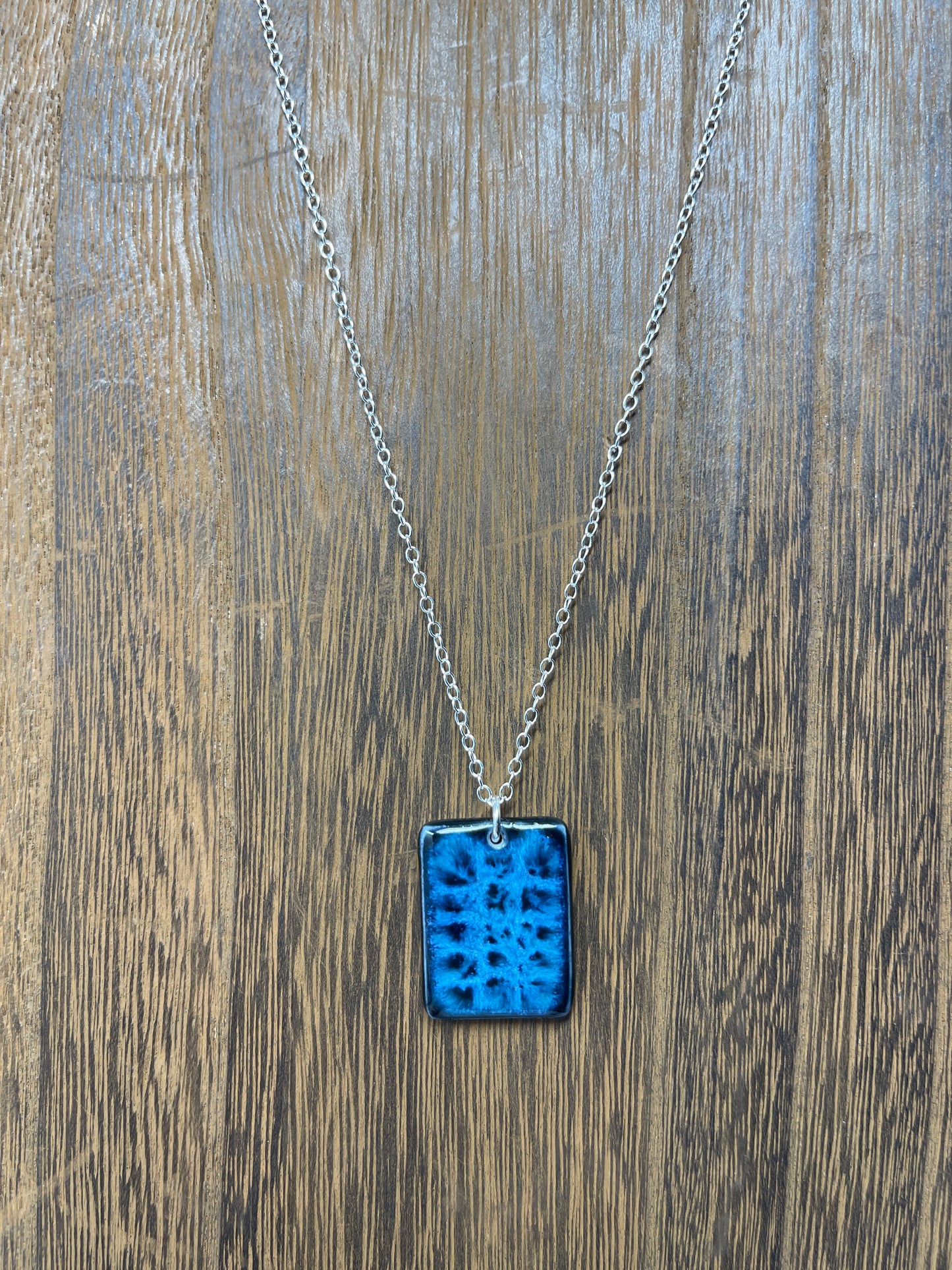 Porcelain Pendant Necklace with Sterling Silver Chain