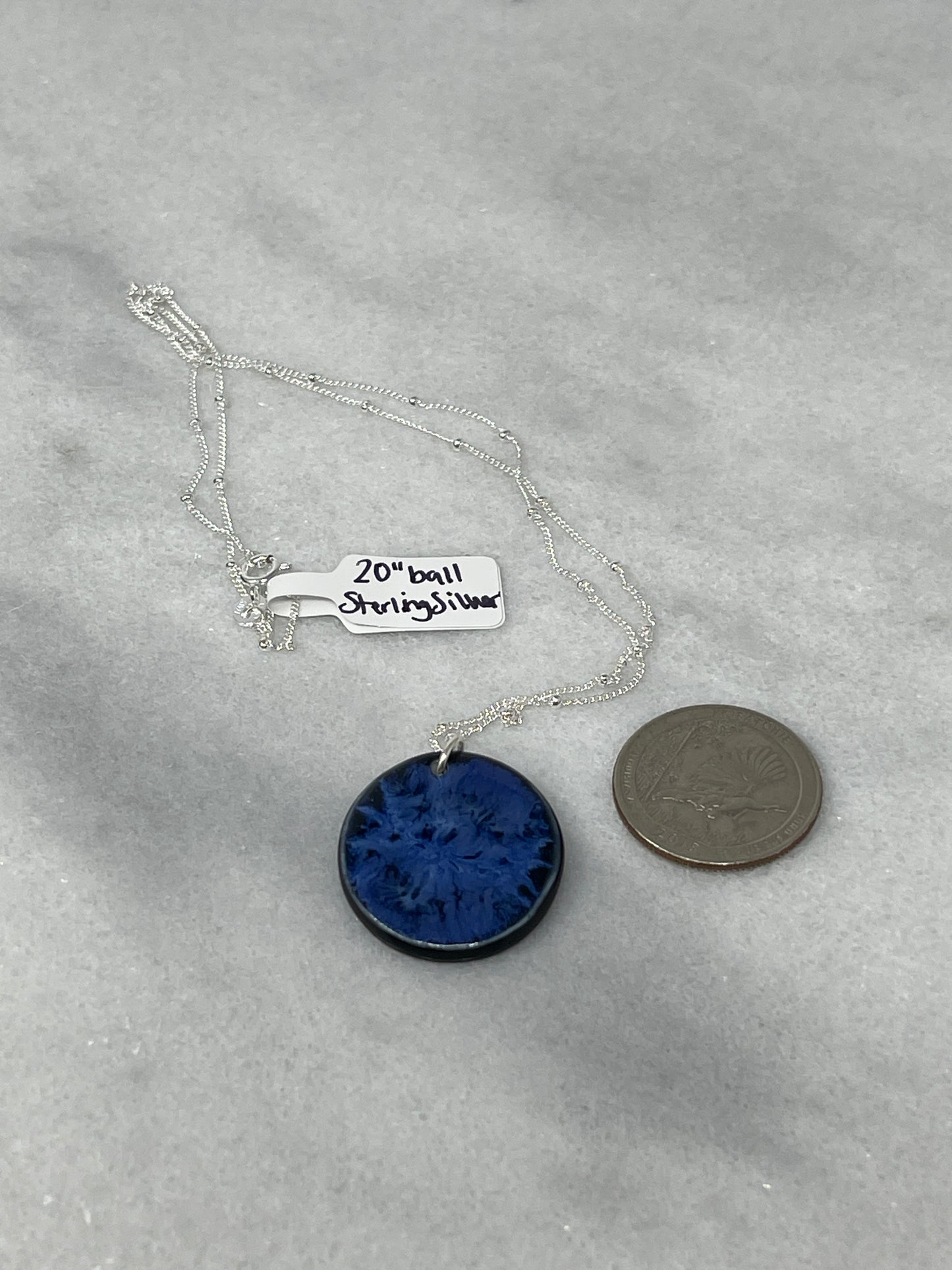 Porcelain Pendant Necklace with Sterling Silver Chain