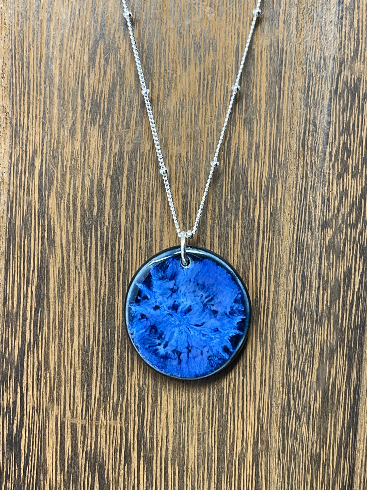 Porcelain Pendant Necklace with Sterling Silver Chain