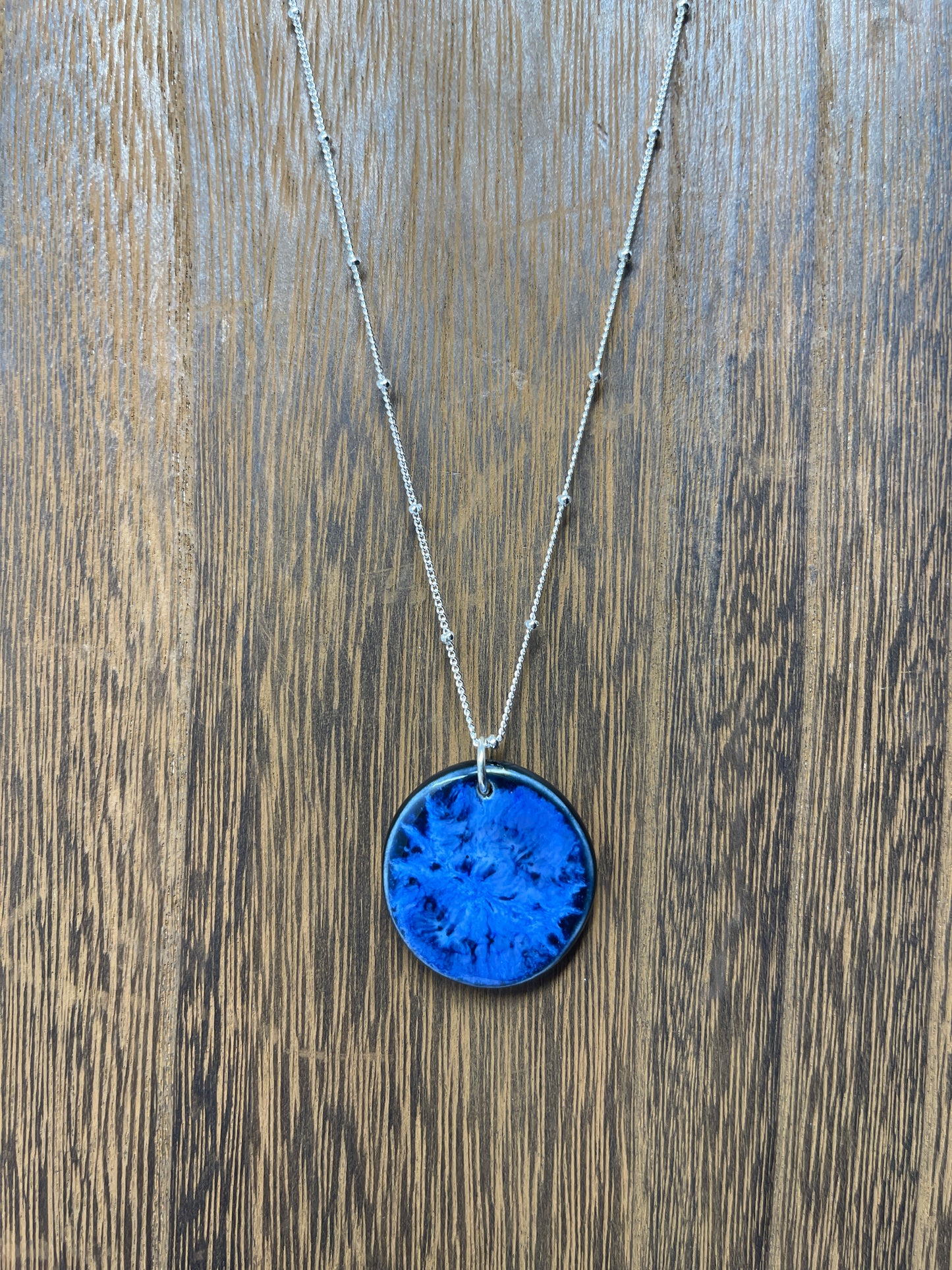Porcelain Pendant Necklace with Sterling Silver Chain