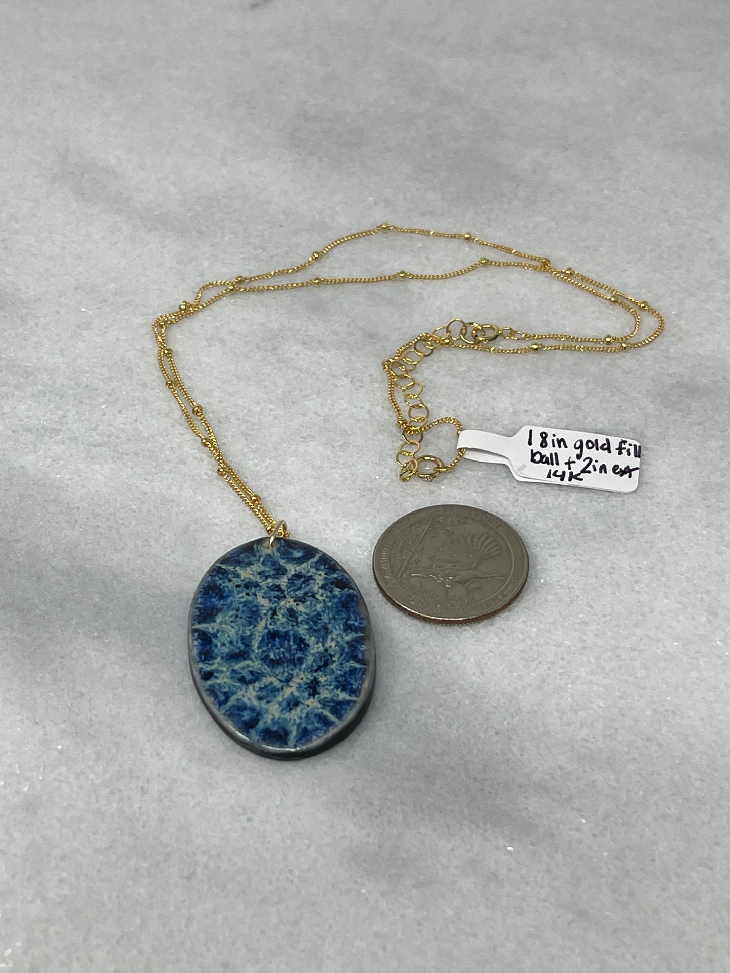 Porcelain Pendant Necklace with 14k Gold Filled Chain