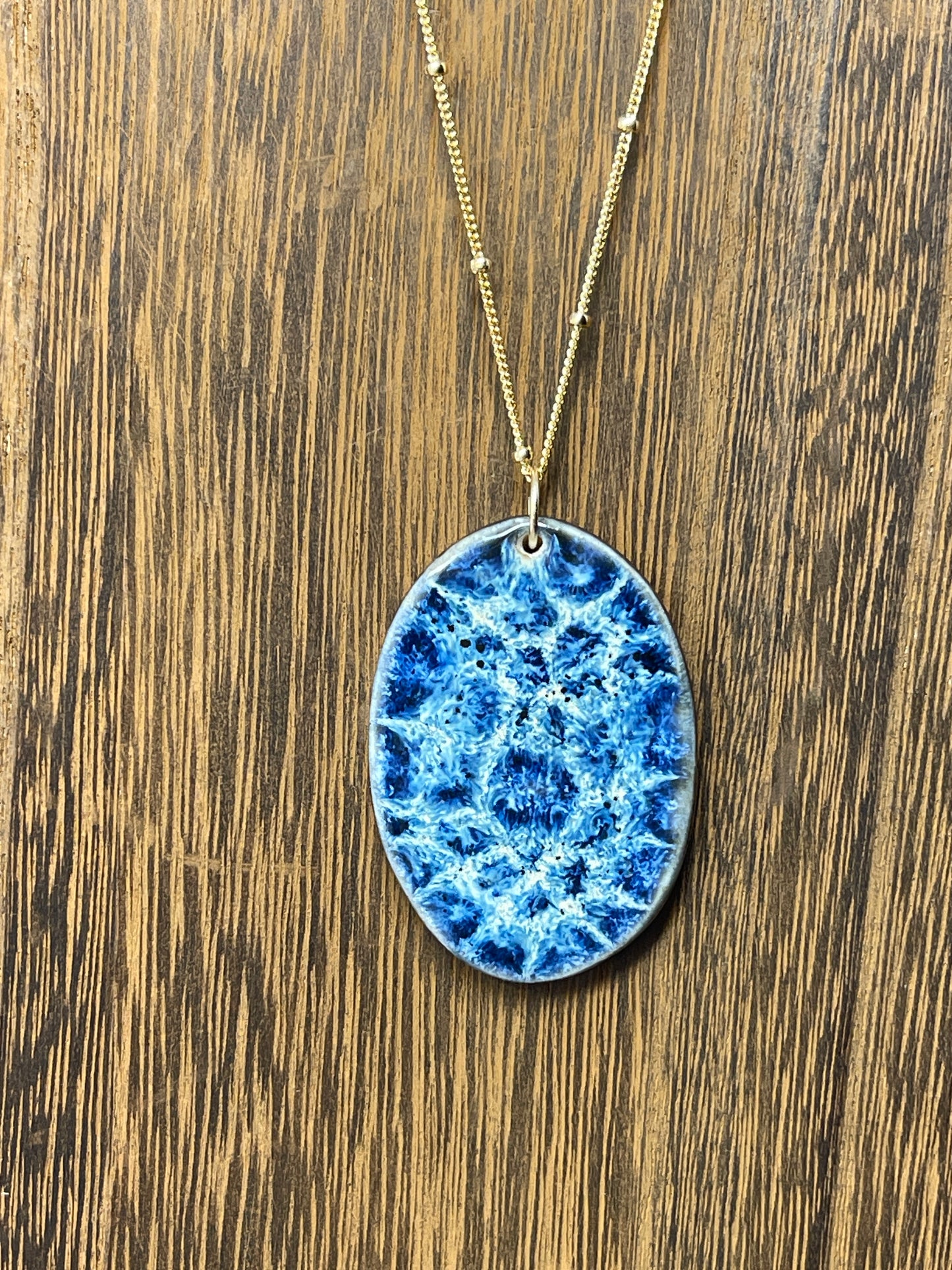 Porcelain Pendant Necklace with 14k Gold Filled Chain
