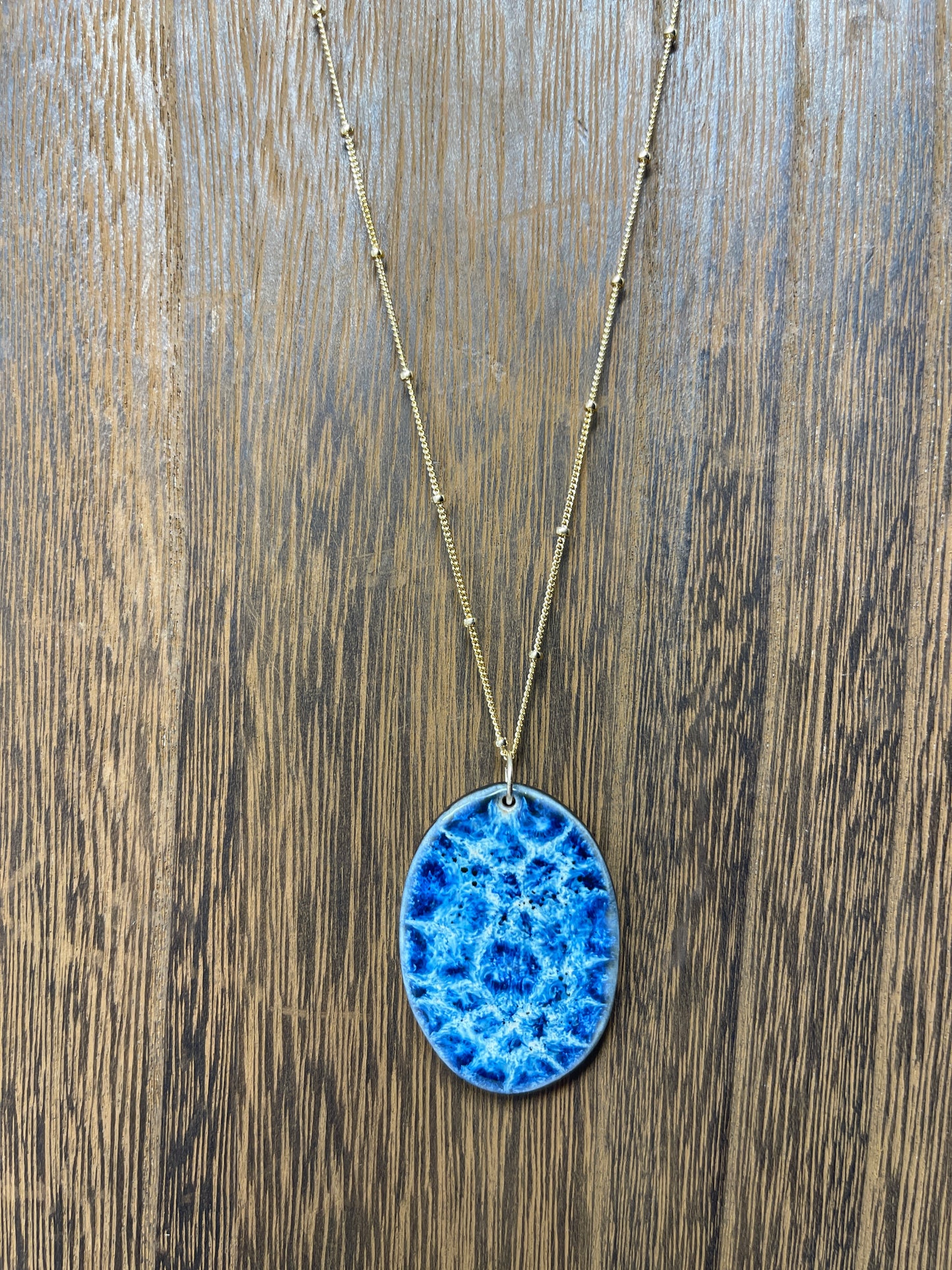Porcelain Pendant Necklace with 14k Gold Filled Chain