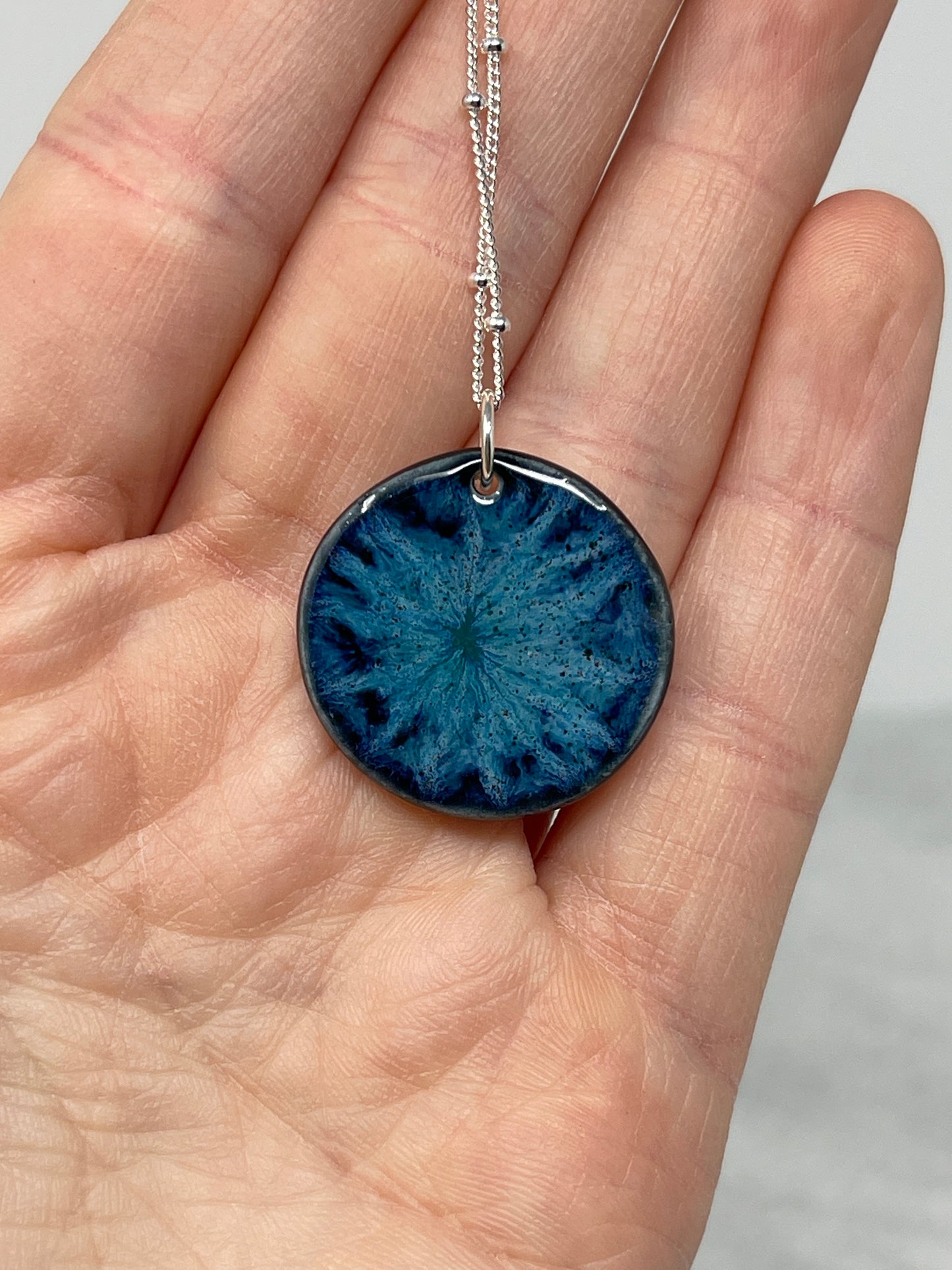 Porcelain Pendant Necklace with Sterling Silver Chain