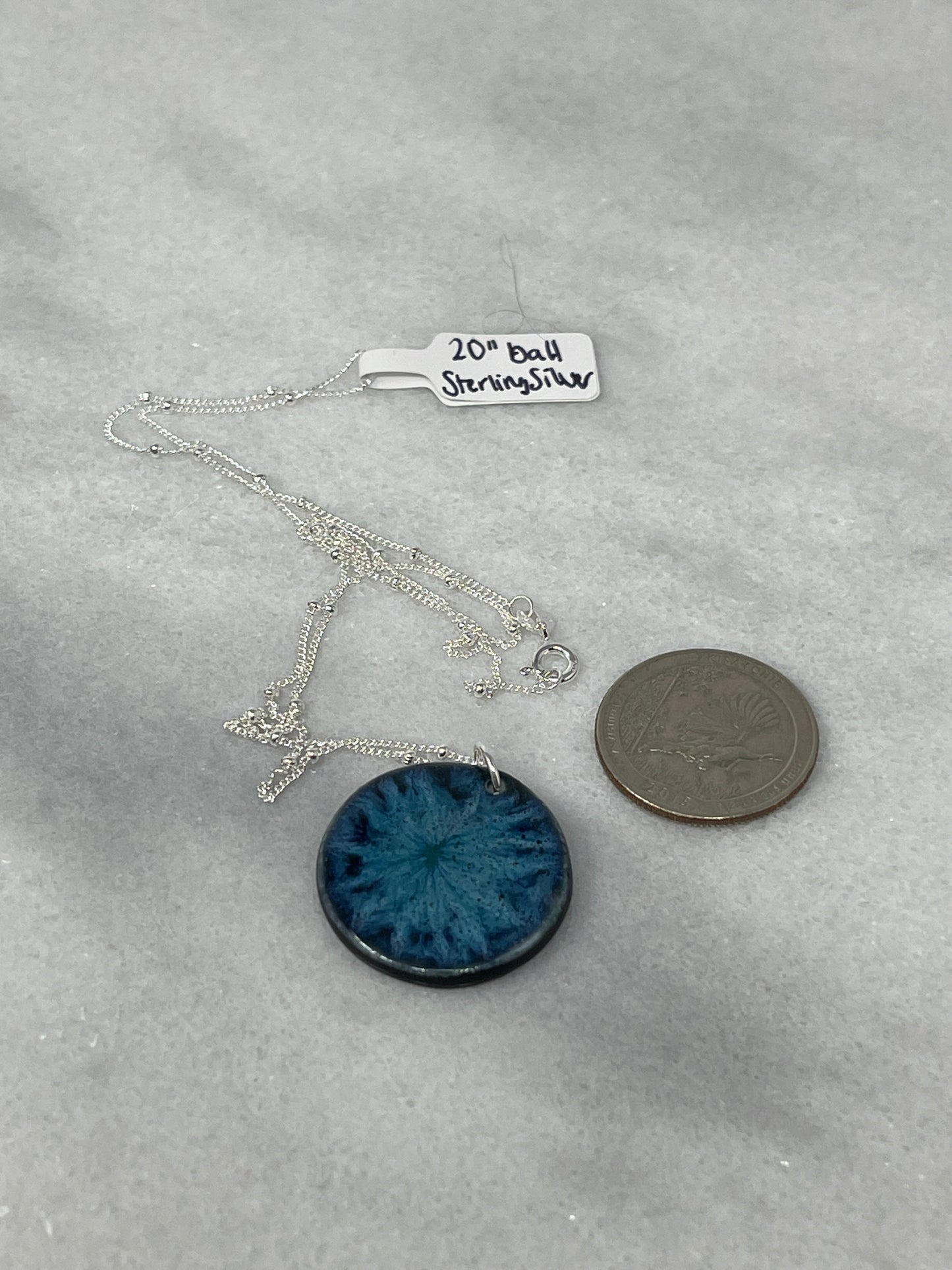 Porcelain Pendant Necklace with Sterling Silver Chain