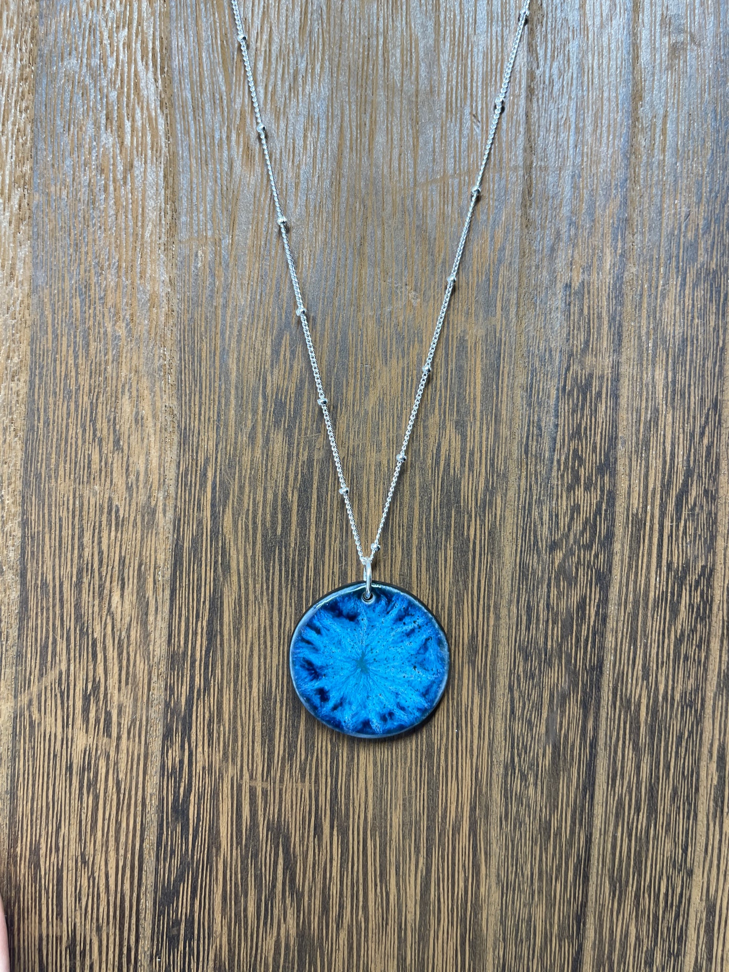 Porcelain Pendant Necklace with Sterling Silver Chain