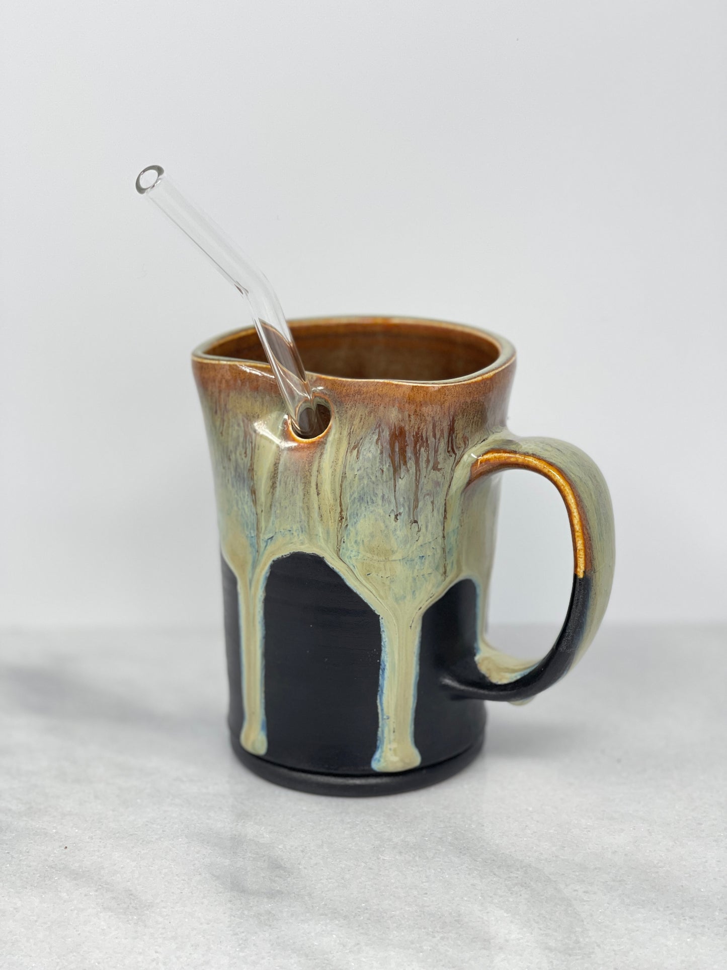 10oz Right Handed Tumbler Glass Straw