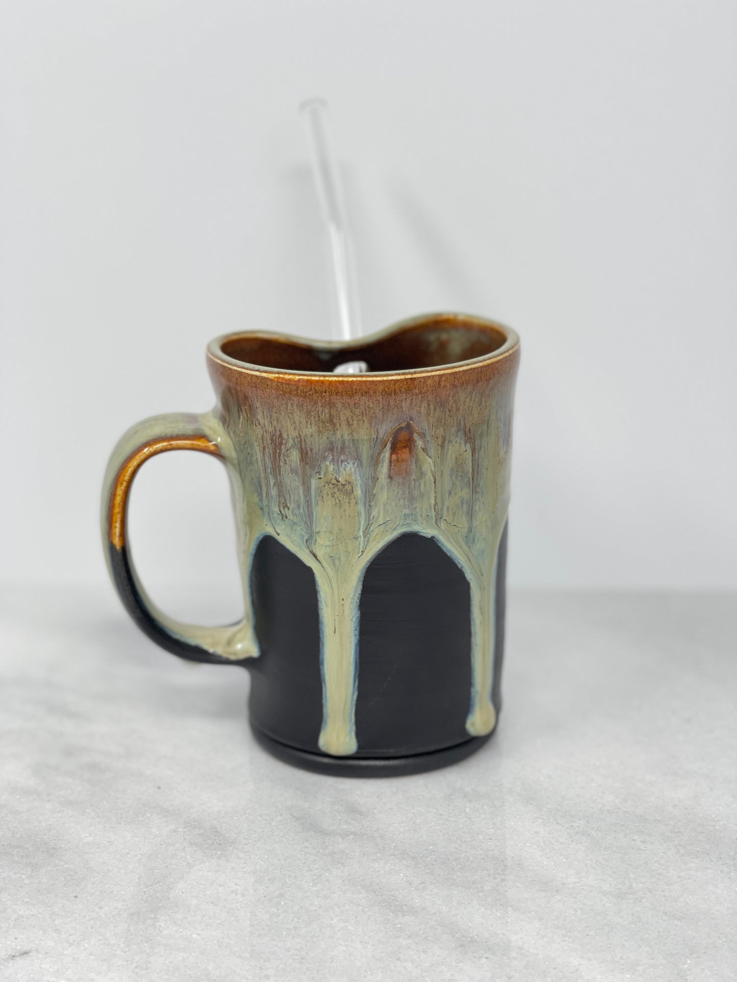 10oz Right Handed Tumbler Glass Straw