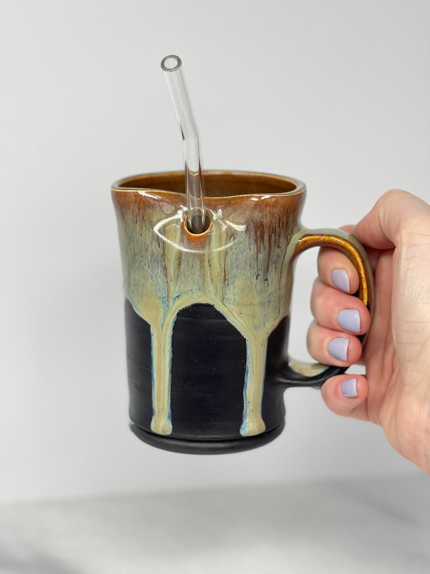 10oz Right Handed Tumbler Glass Straw