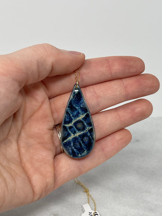 Porcelain Pendant Necklace with 14k Gold Filled Chain