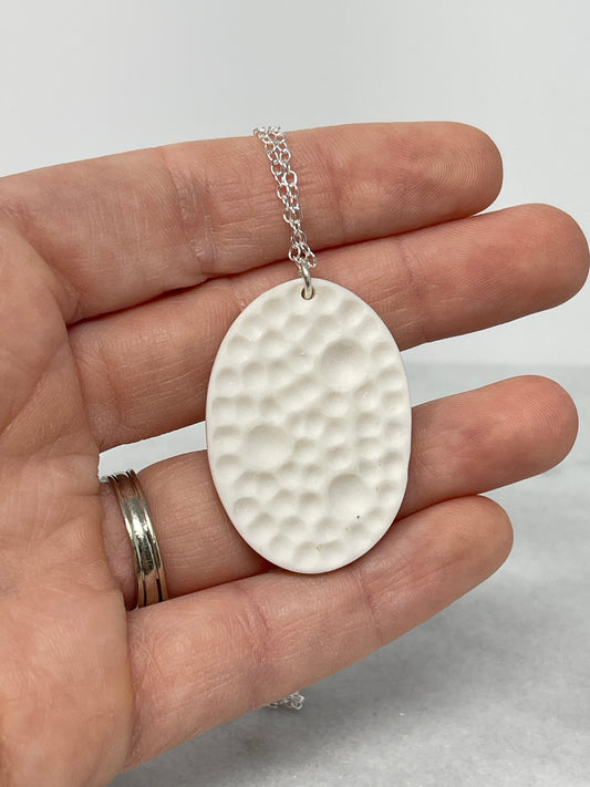 Porcelain Pendant Necklace with Sterling Silver Chain