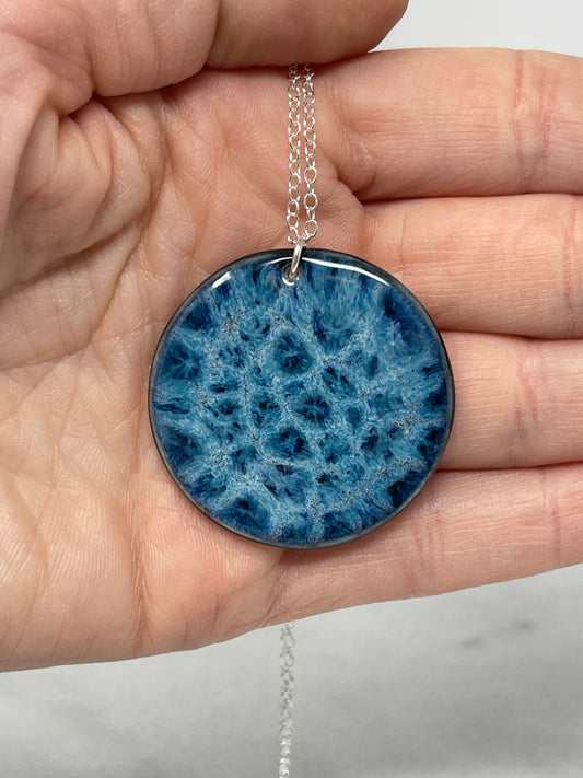 Porcelain Pendant Necklace with Sterling Silver Chain