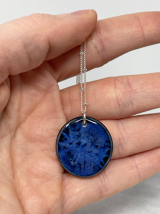 Porcelain Pendant Necklace with Sterling Silver Chain