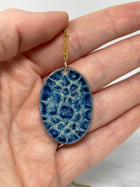 Porcelain Pendant Necklace with 14k Gold Filled Chain